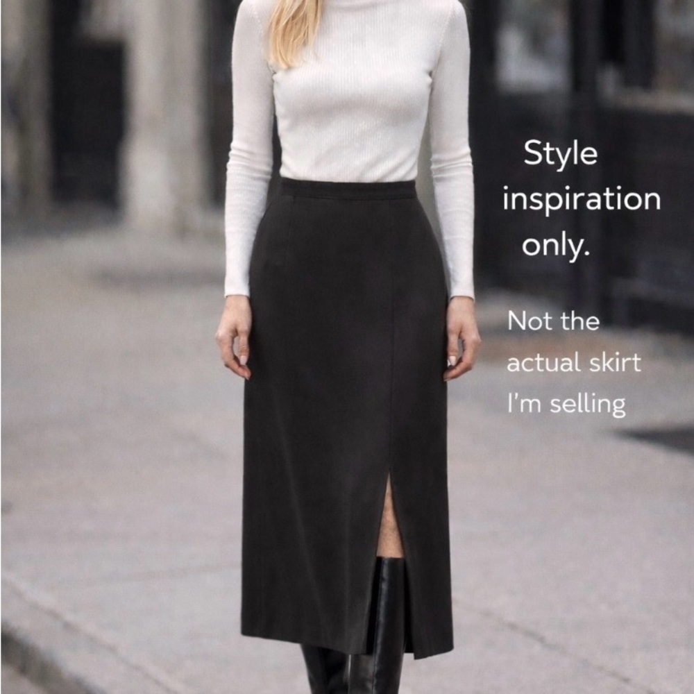 Calvin Klein Taupe Brown Long Slim 100% Wool Skirt, sz 8